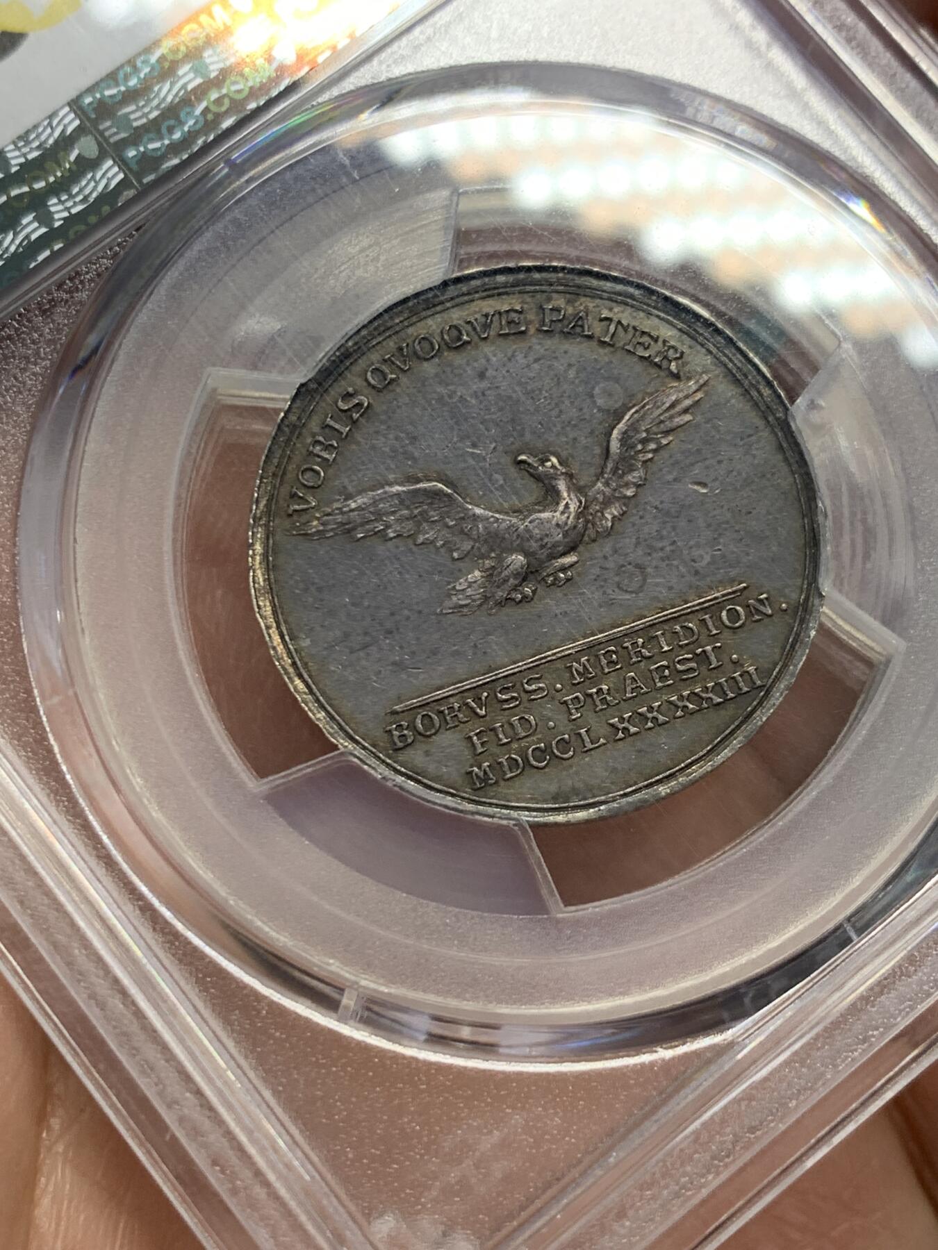 《竞宝斋》第338场 周日，周一，周二 3场连拍 （全场包邮） PCGS MS62 德国 1793 普鲁士 威廉二世 纪念银章 稀少品种 来自南普鲁士的致敬 双面深彩 飞翔的不死鸟 细节非常好