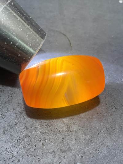 精美高玉化天眼纹缠丝玛瑙随形桶珠一颗， 精美高玉化天眼纹缠丝玛瑙随形桶珠一颗，