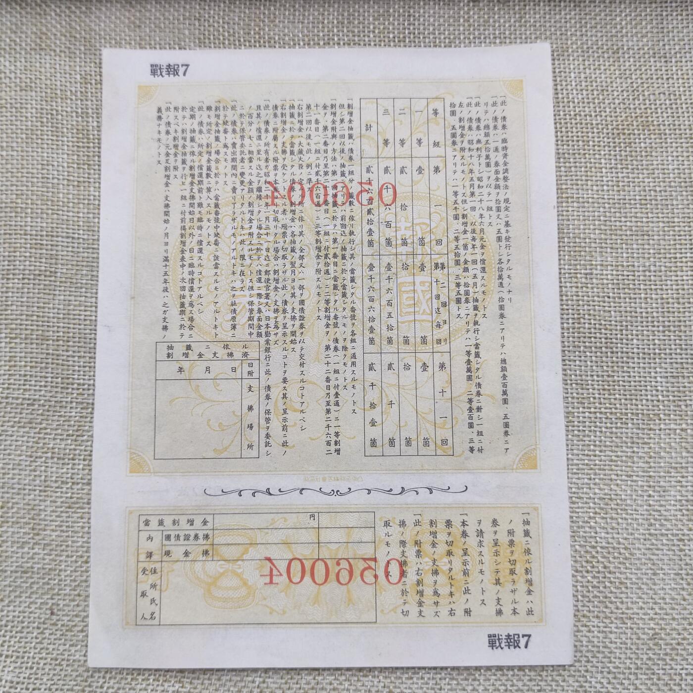 PCAI钱币18-126纸币公债专场 日本二战战时公债金拾圆