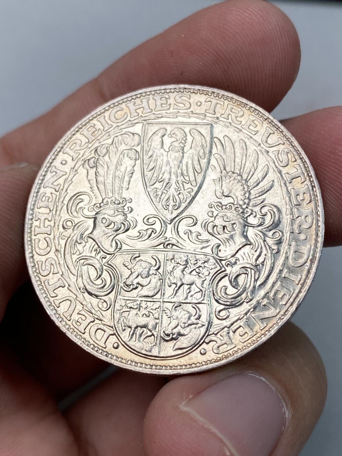 万国钱币拍卖第039期 1927德国兴登堡八十大寿5马克币章 36mm 25g