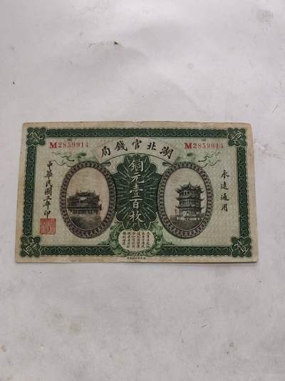 民国纸币 - 湖北官钱局铜元100枚原票好品