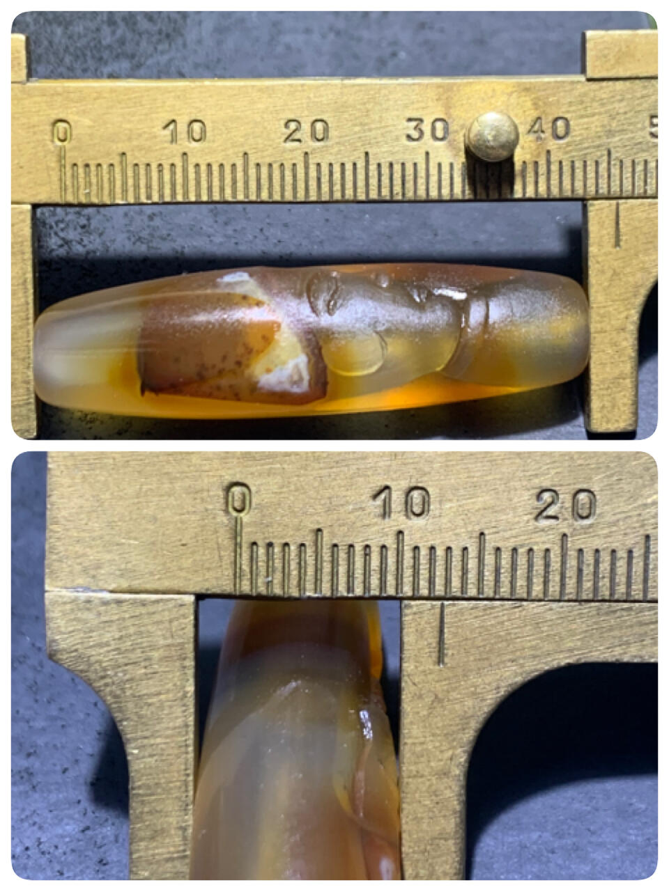精美亚光高玉化巴西玛瑙手工俏色巧雕人物桶珠一个！