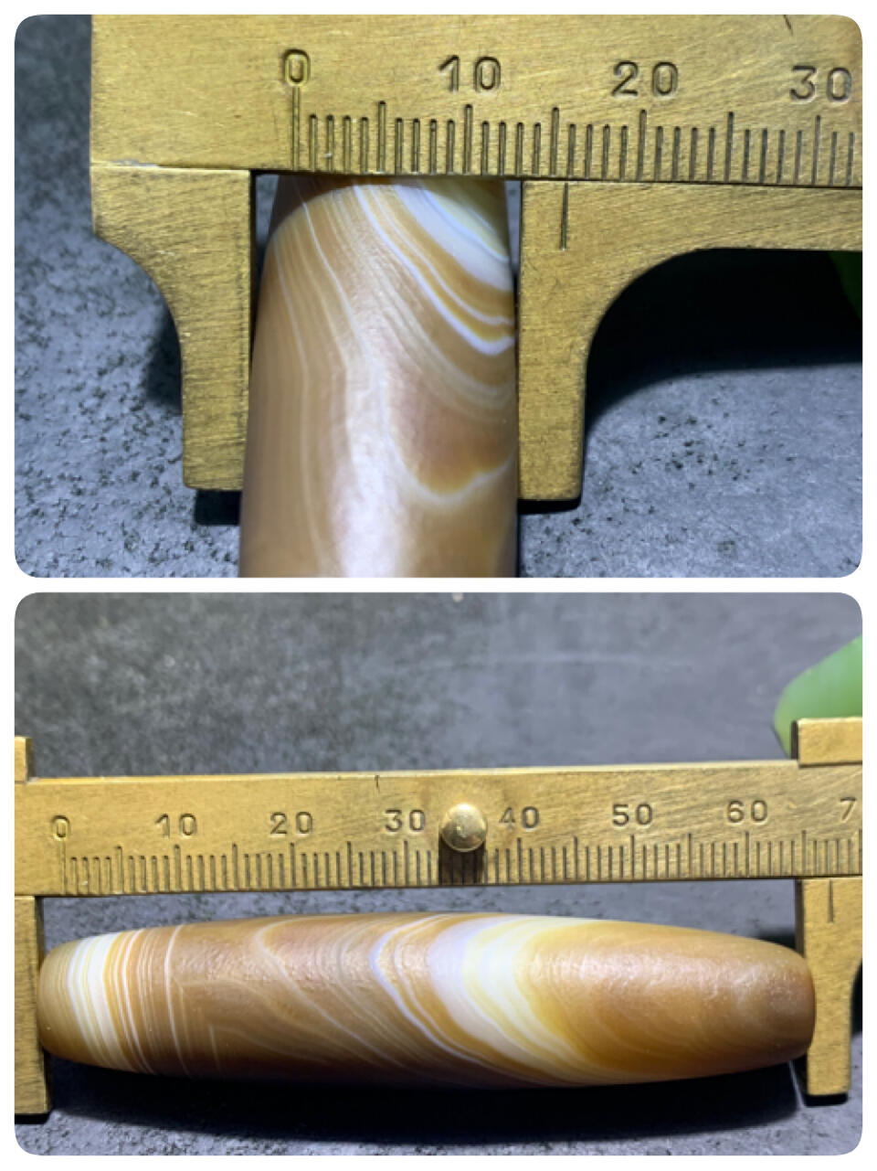精美风化千层纹天珠形缠丝玛瑙大桶珠一颗，