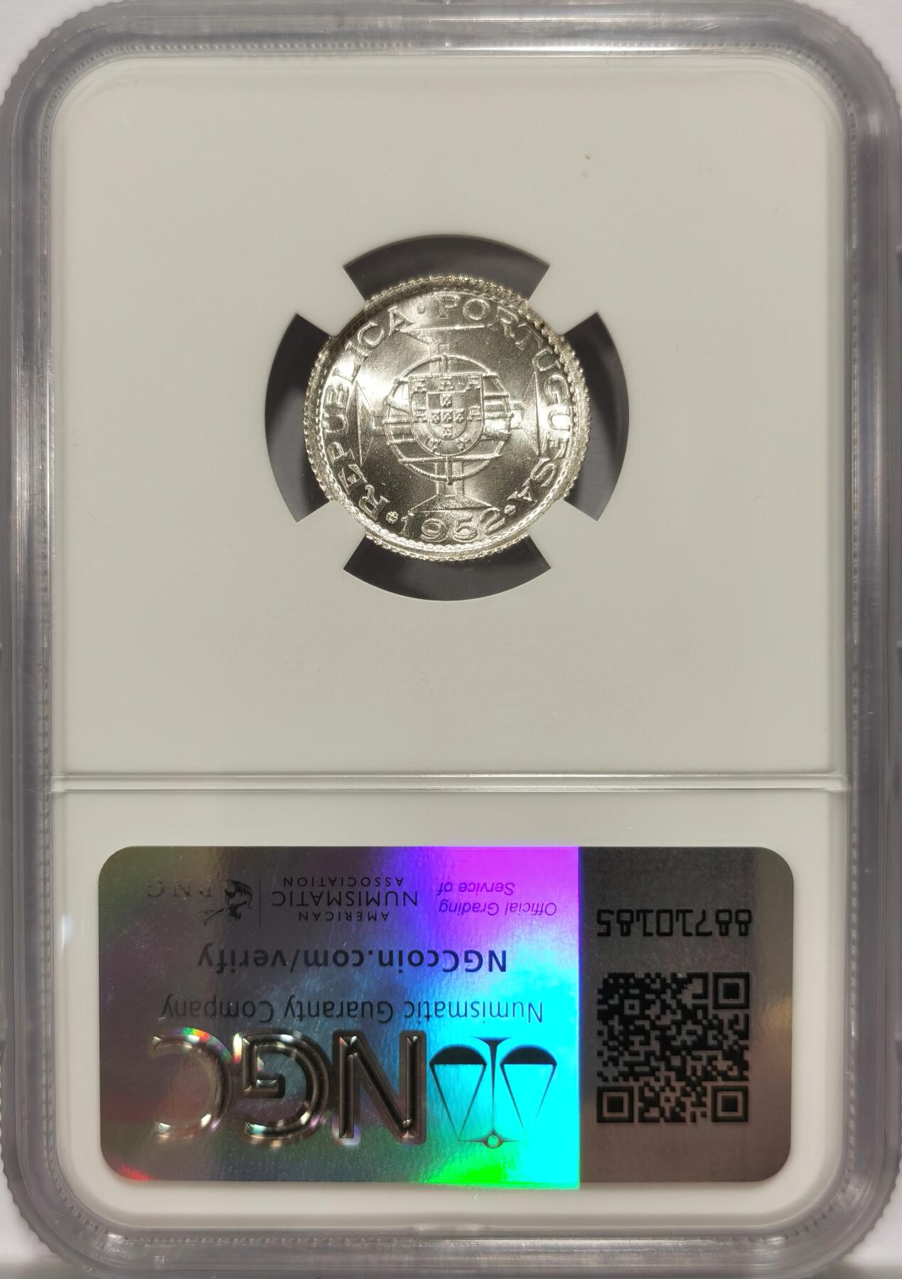 博洋堂世界钱币拍卖第104期（全场包邮） NGC MS66 葡属澳门1952年首版壹元，麦稀奇所见最高分