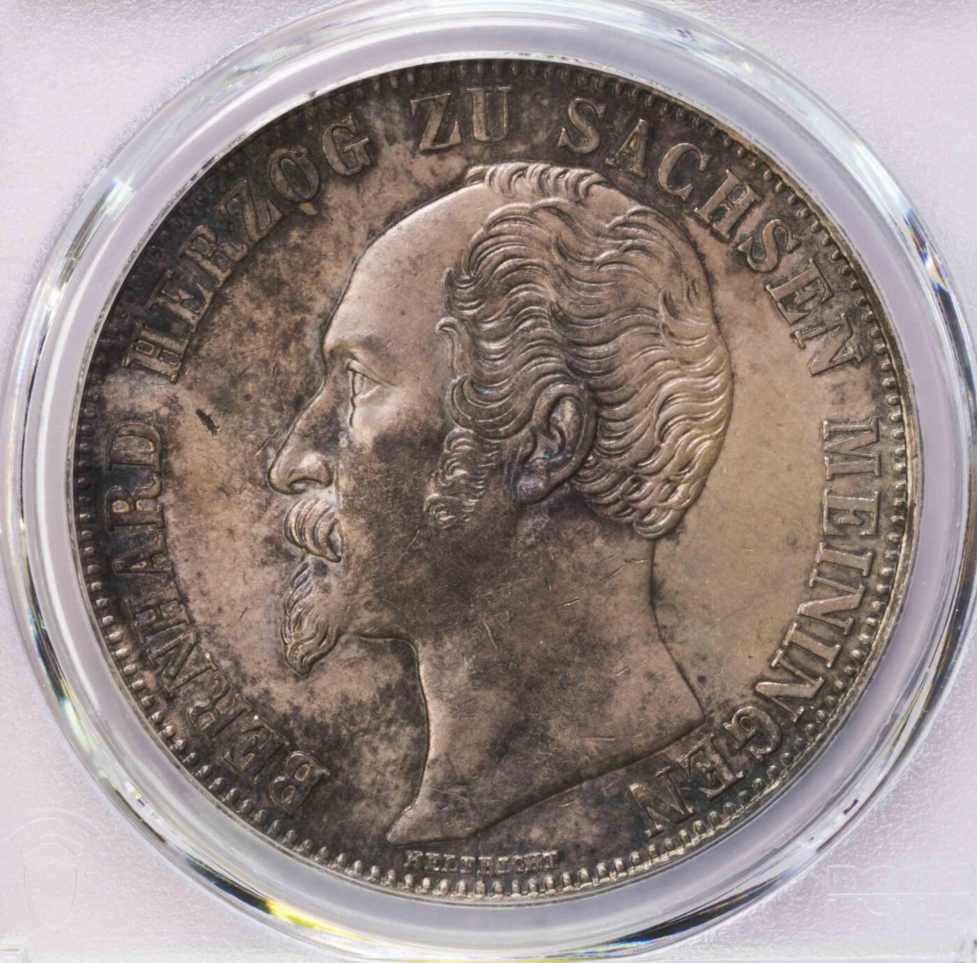 PCGS-MS63 1854萨克森梅梅宁根2泰勒大银币 第四名