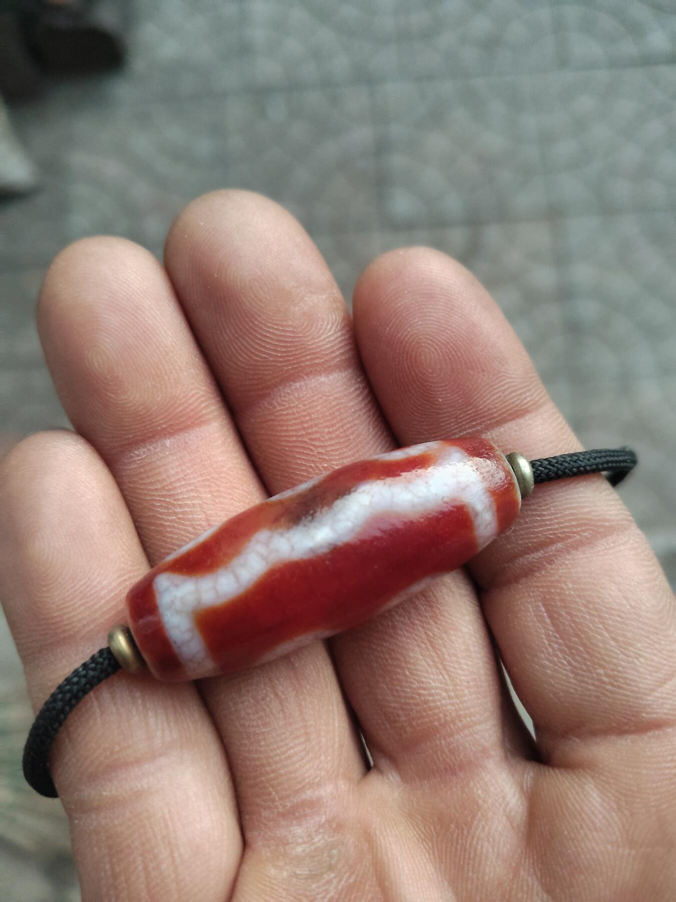 藏传天珠专场 红肉五眼天珠带证书