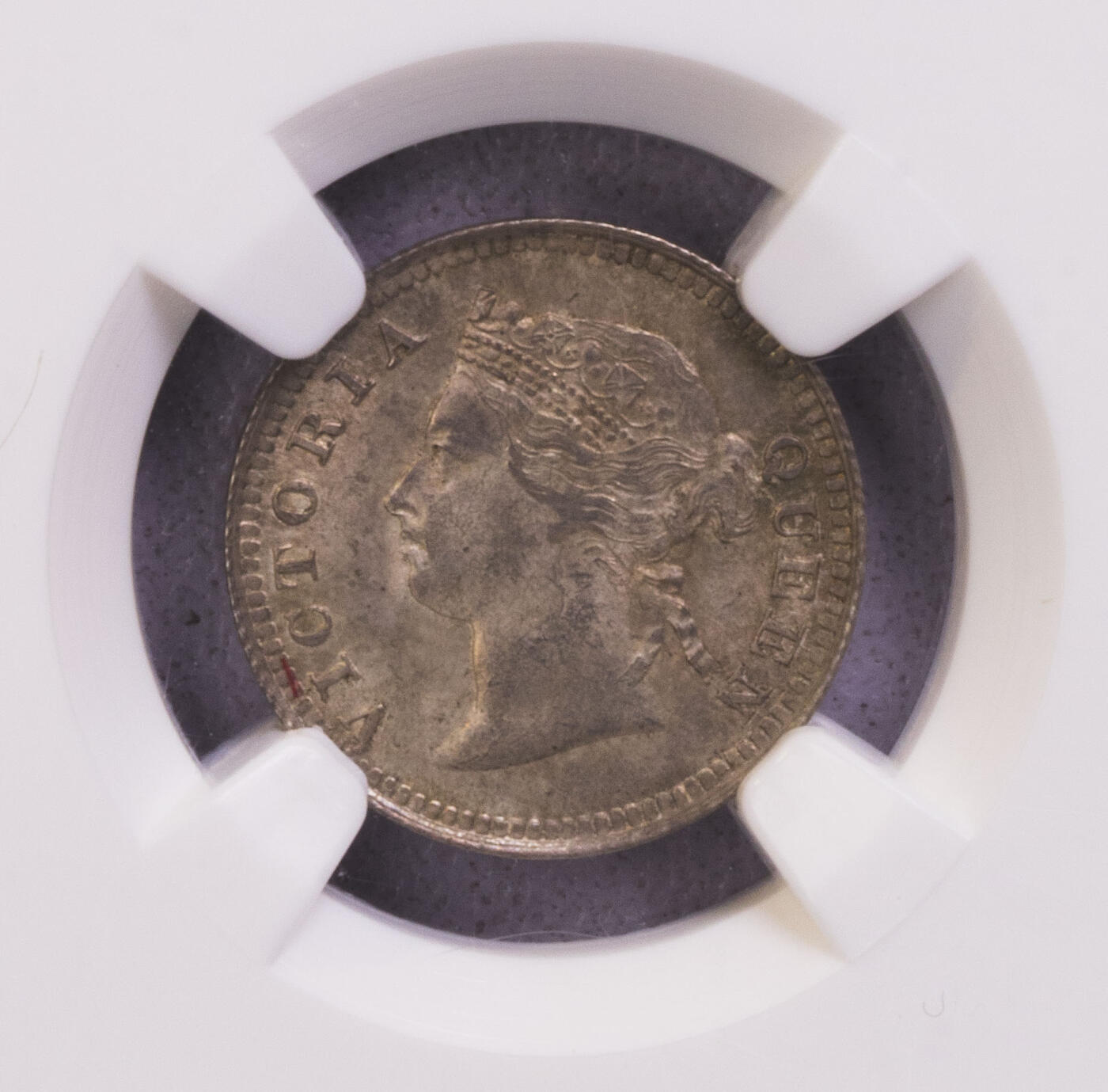NGC-MS63 1886英属毛里求斯10分银币 小特年粉光