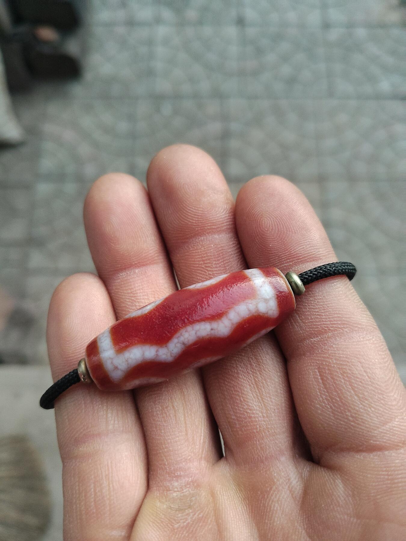 藏传天珠专场 红肉五眼天珠带证书