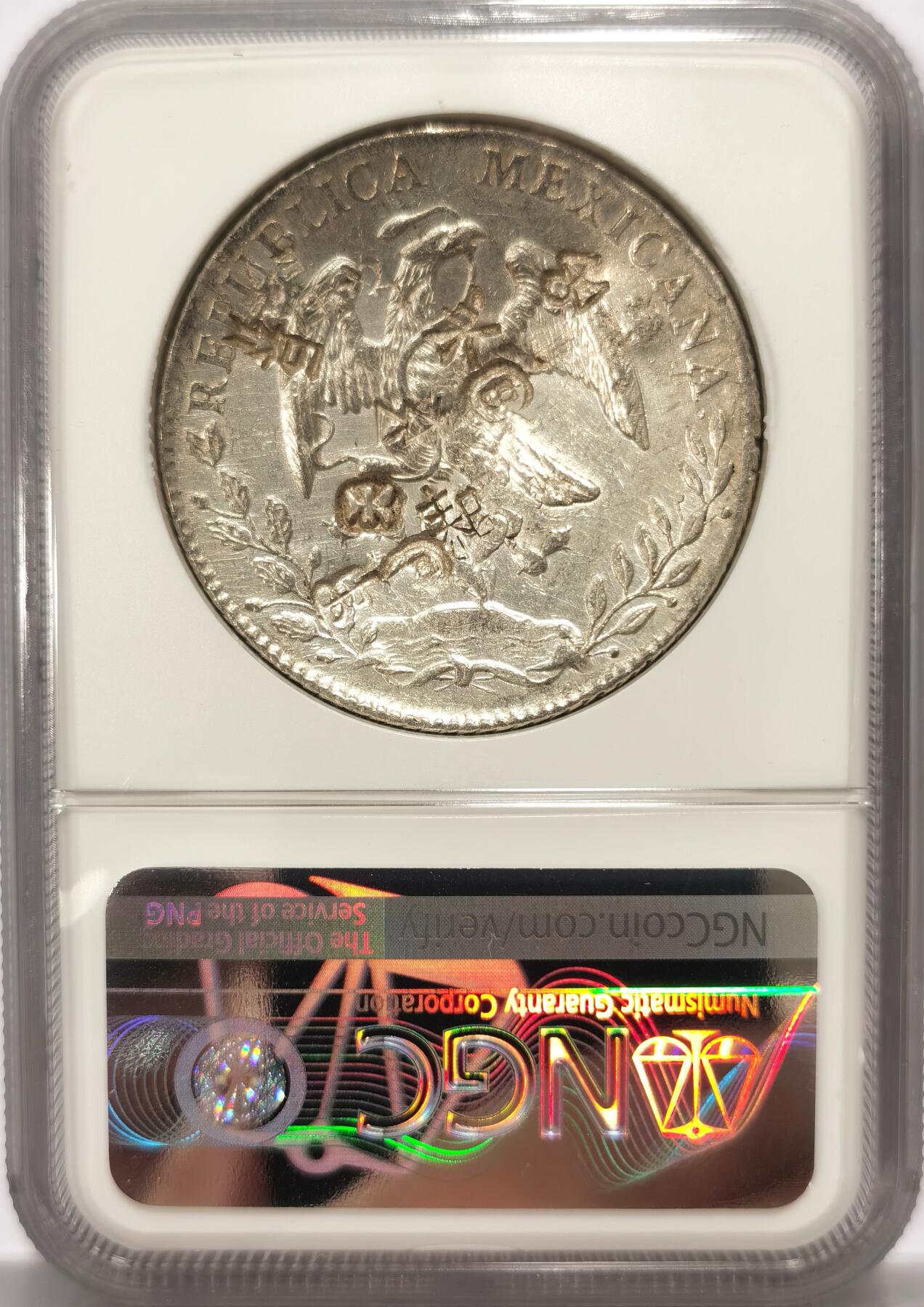 博洋堂世界钱币拍卖第104期（全场包邮） NGC XF 墨西哥1889GO RR版花边鹰洋 具有历史烙印的多个漂亮清楚戳记