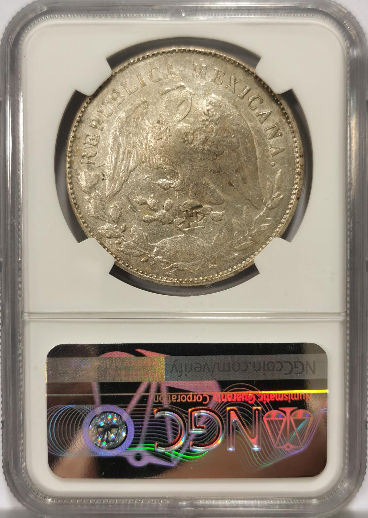 博洋堂世界钱币拍卖第104期（全场包邮） NGC VF 墨西哥1898MO AM版原铸直边鹰洋 具有历史烙印的多个漂亮戳记