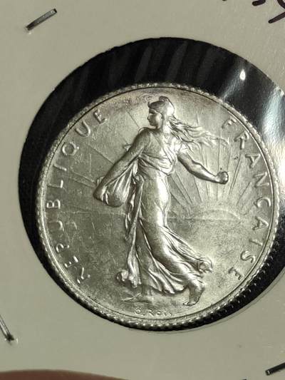 2024年第二十三场外国好品散币(免佣金) - 带光好品法国🇫🇷1919年1法郎银币