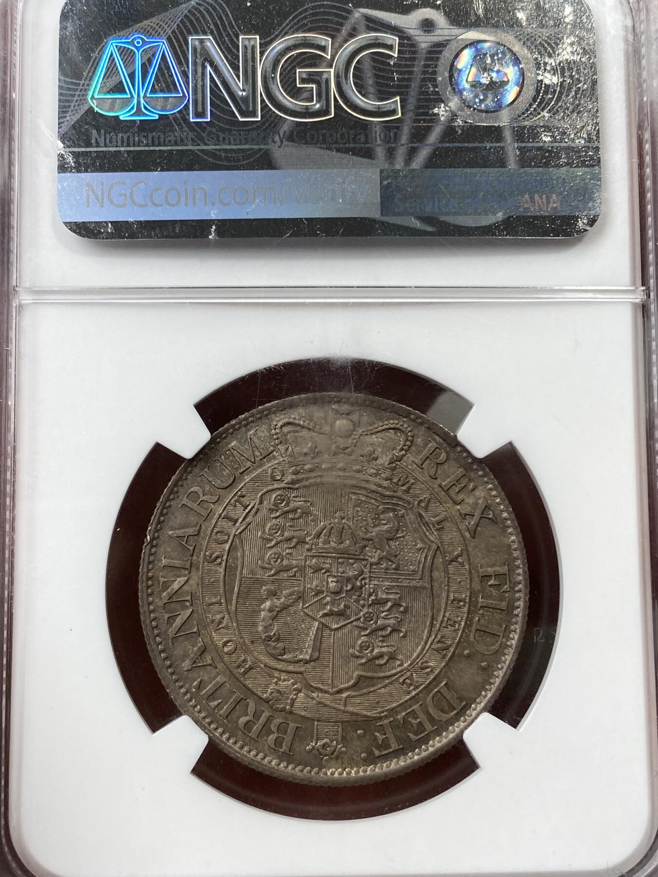 万国钱币拍卖第039期 NGC MS65 1819年英国乔治三世牛头半克朗银币 完美英式包浆。