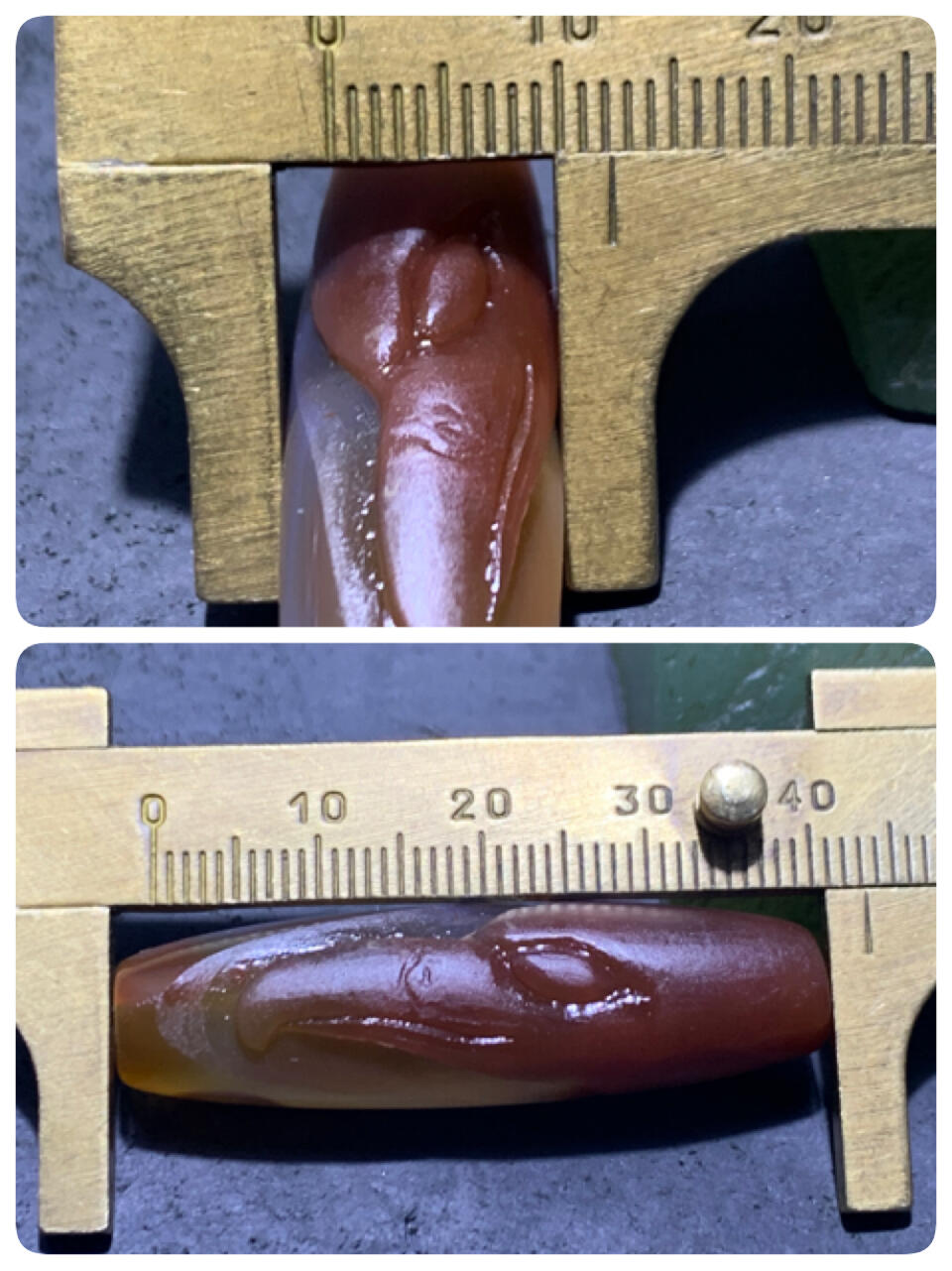 精美亚光高玉化巴西玛瑙手工俏色巧雕雄鹰桶珠一个！寓意（英明神武）