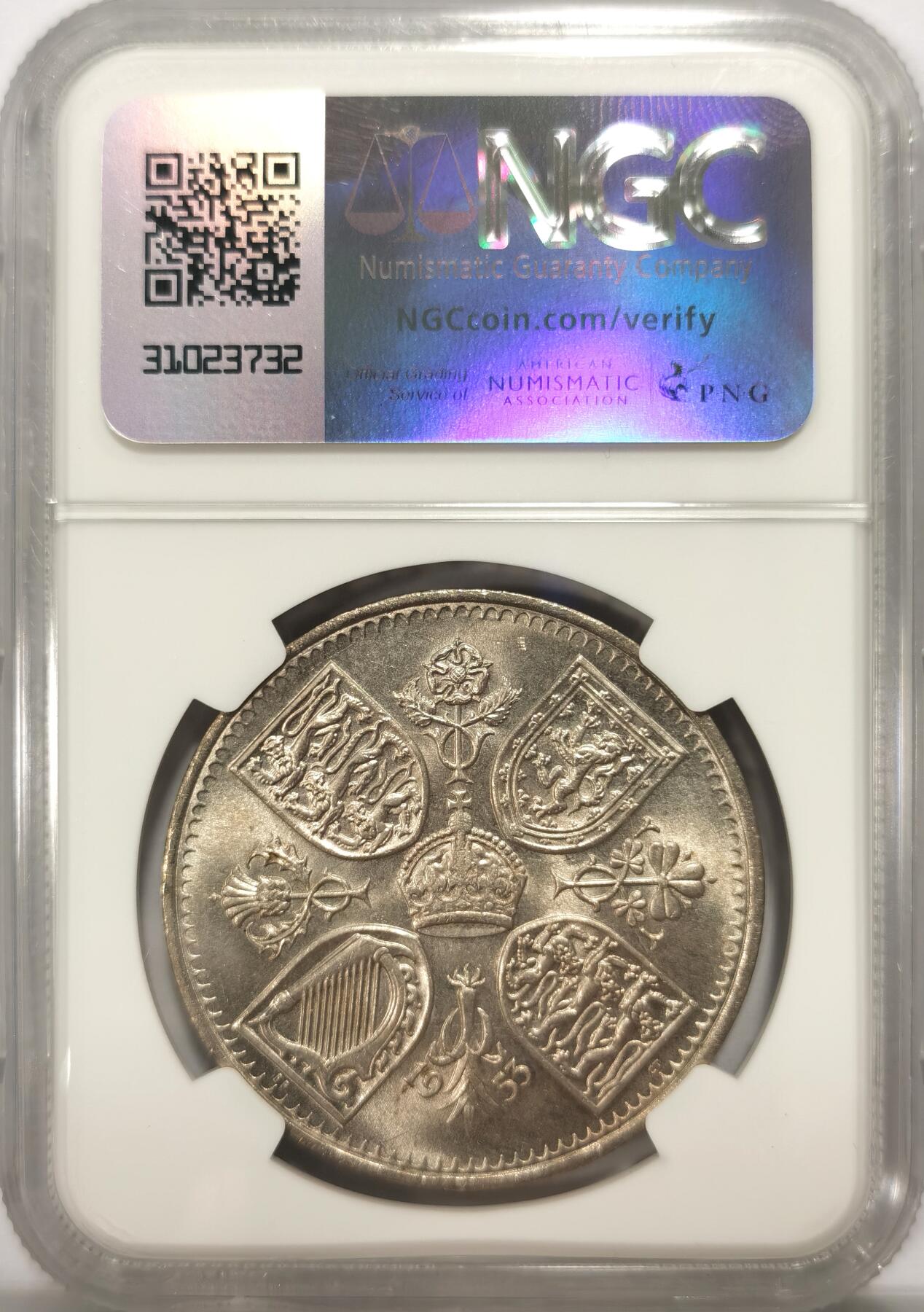 博洋堂世界钱币拍卖第104期（全场包邮） NGC MS66 英国1953年伊丽莎白二世登基纪念克朗，少见高分