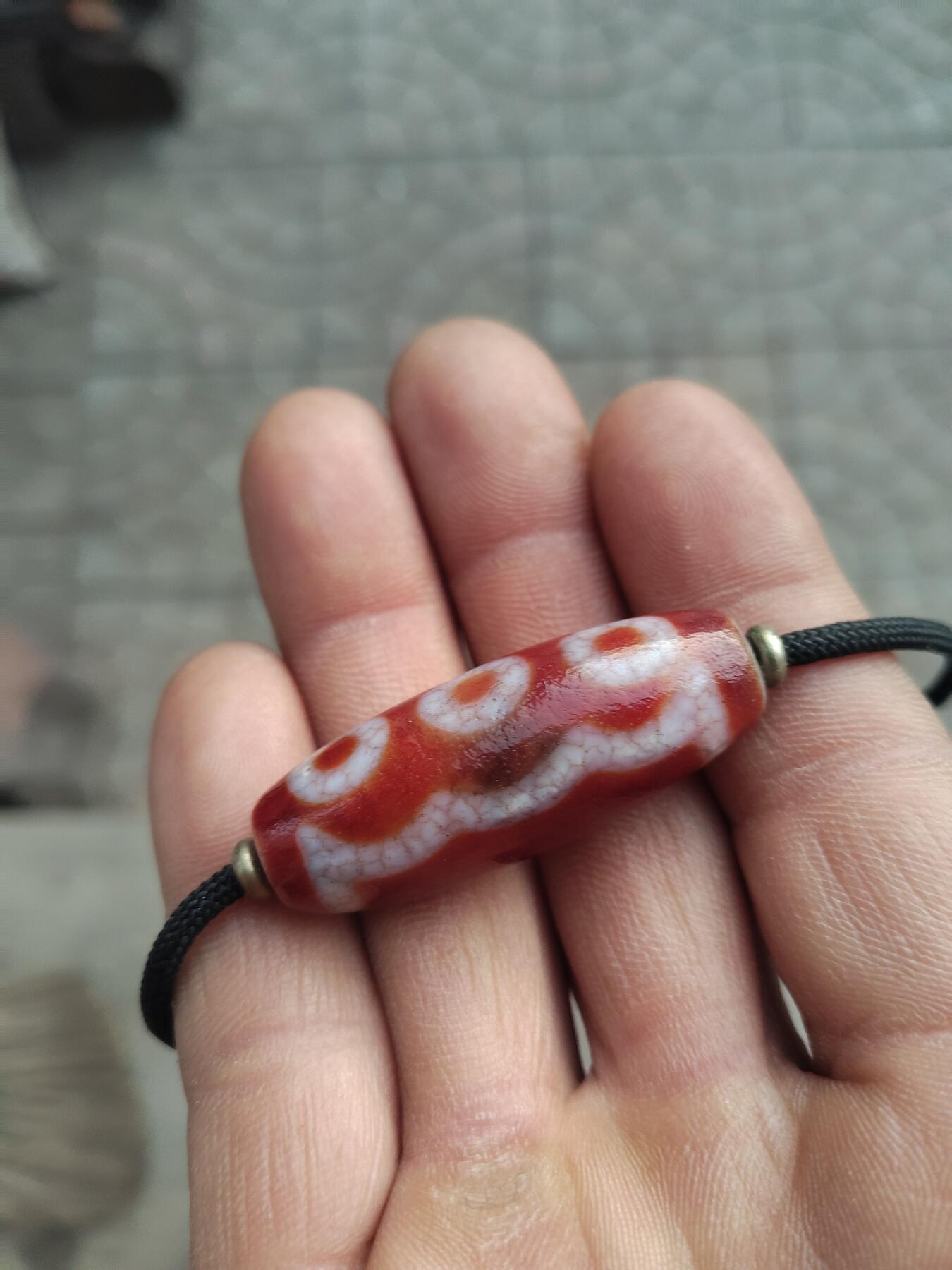 藏传天珠专场 红肉五眼天珠带证书
