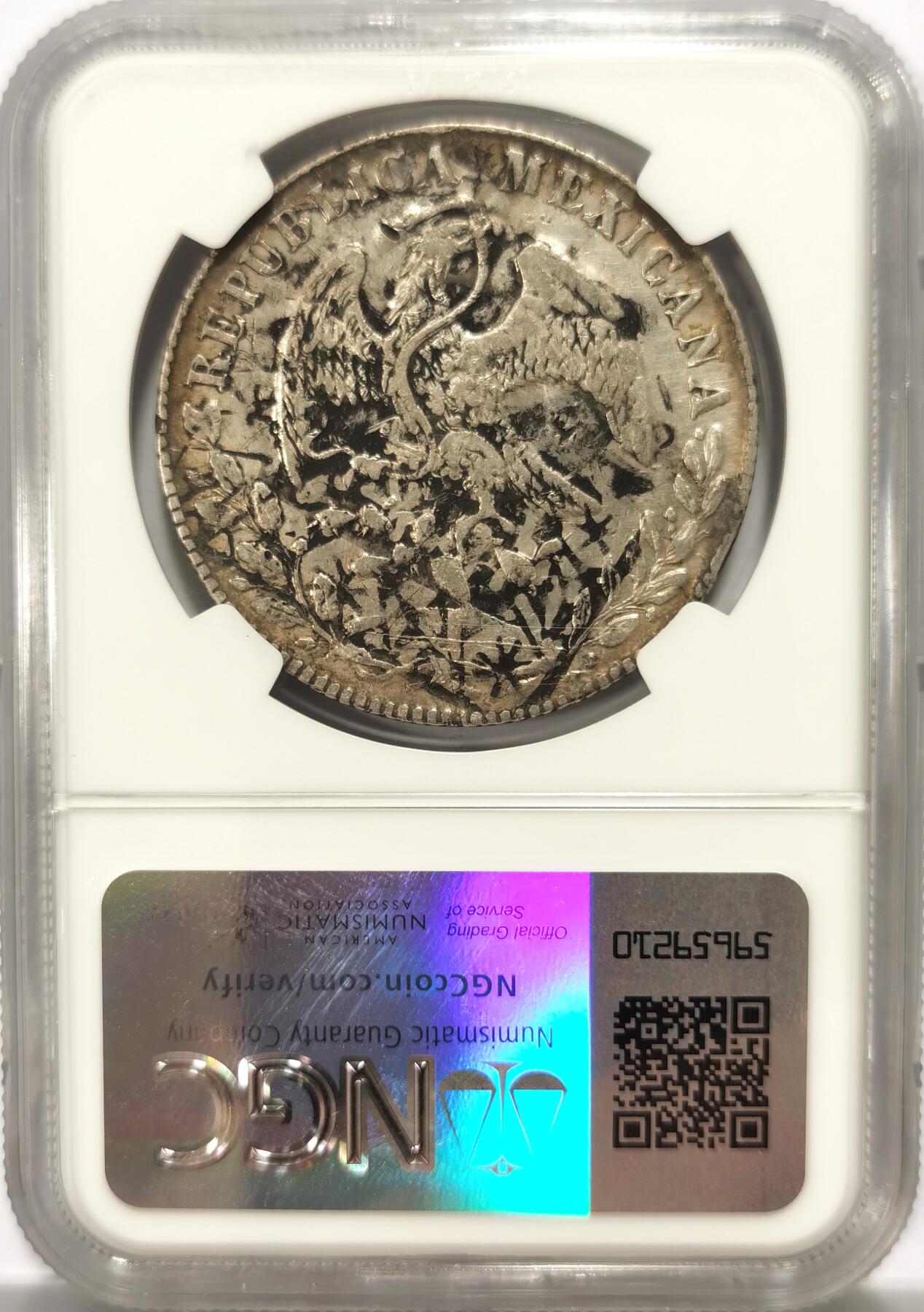 博洋堂世界钱币拍卖第104期（全场包邮） NGC XF 墨西哥1880AS ML好版花边鹰洋  完整双面墨戳