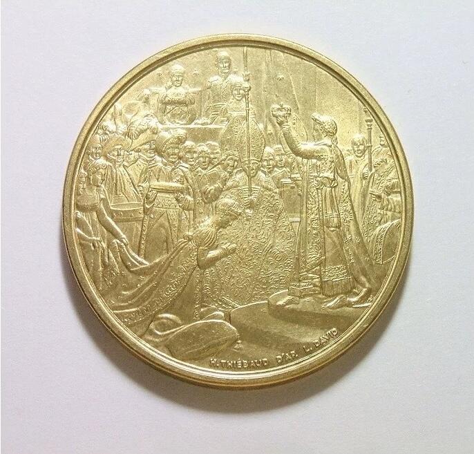 法国拿破仑金叶冠+加冕仪式 高浮雕精制大铜章 40MM