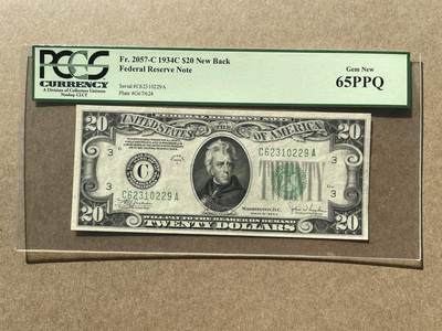 美国1934年C版20元 费城分行 新背版本 PCGS65PPQ C62310229A - 美国1934年C版20元 费城分行 新背版本 PCGS65PPQ C62310229A