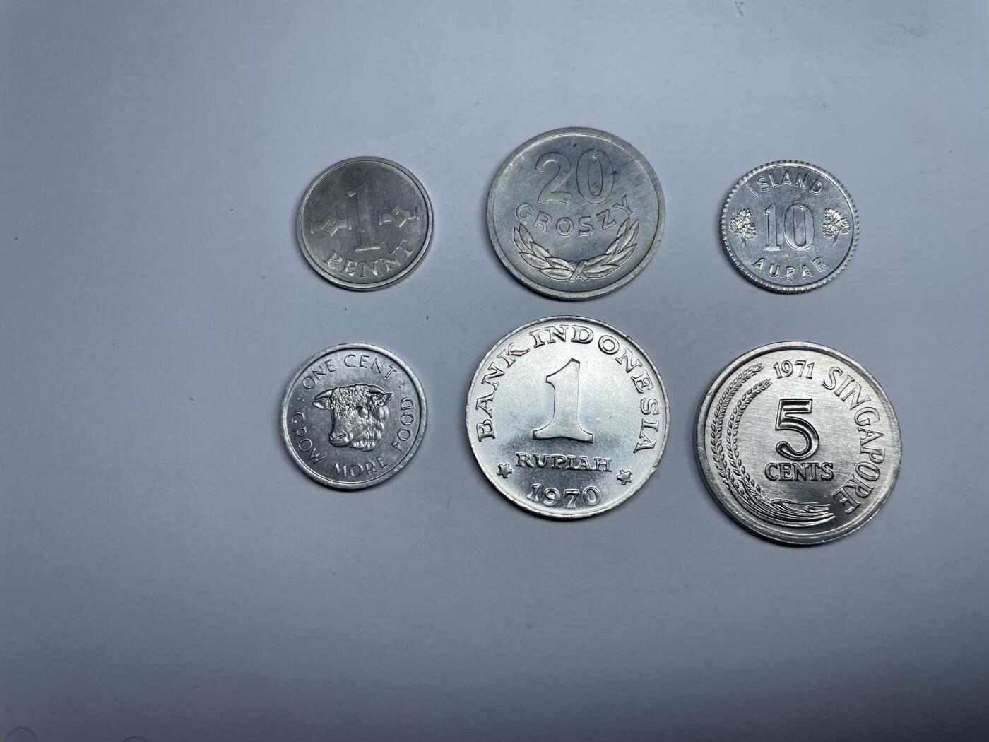 每日一拍，2024年集古藏今外币拍卖第十九期-第6场—（总第186拍），可以寄存60天，满160元包邮。 各国铝币6枚02