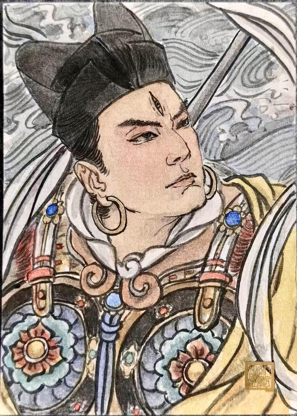 白泽拍卖卡牌手绘专场第10期（精品大拍） 2024 人文社手绘卡 二郎真君 史墨亲签 卡砖封装
