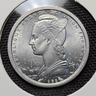 KK钱币收藏小铺 第198期 2月预留时间 每日一拍 周末发货 -  1958法属马达加斯加1法郎