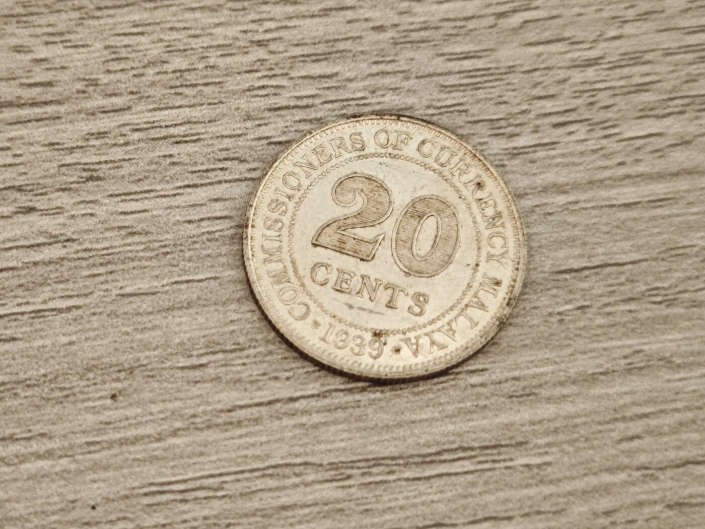 第十八期，散币专场（有佣金一元，满五十包邮可寄存） 少见年份1939年海峡20分银币