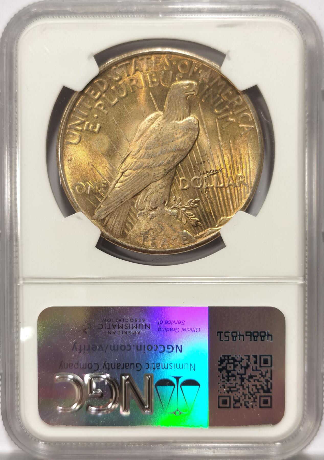 博洋堂世界钱币拍卖第104期（全场包邮） NGC MS63 美国1925年和平鸽1元银币