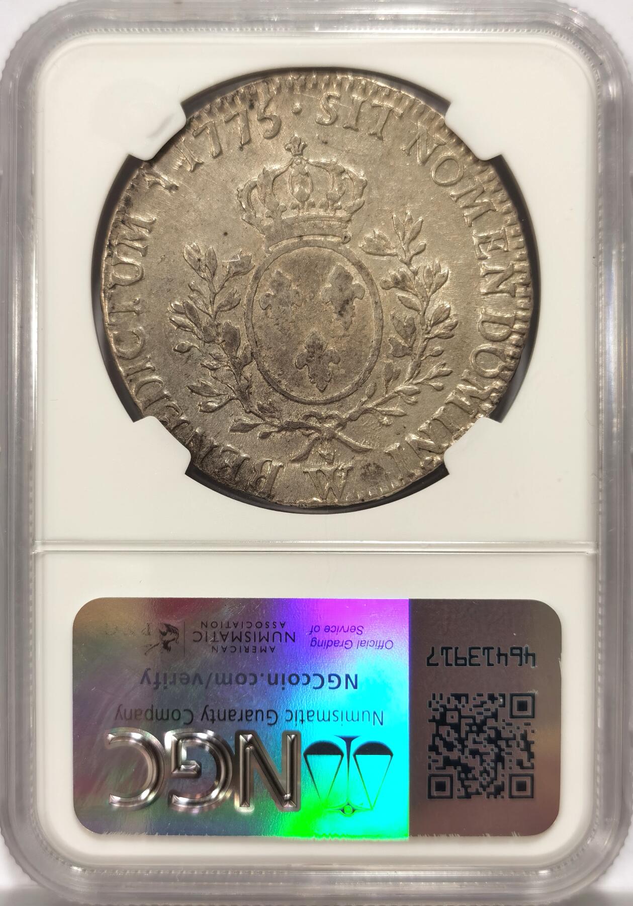 博洋堂世界钱币拍卖第104期（全场包邮） NGC AU50 法国1775年W厂路易十六埃居大银 底版银光闪闪 更高分只有八枚