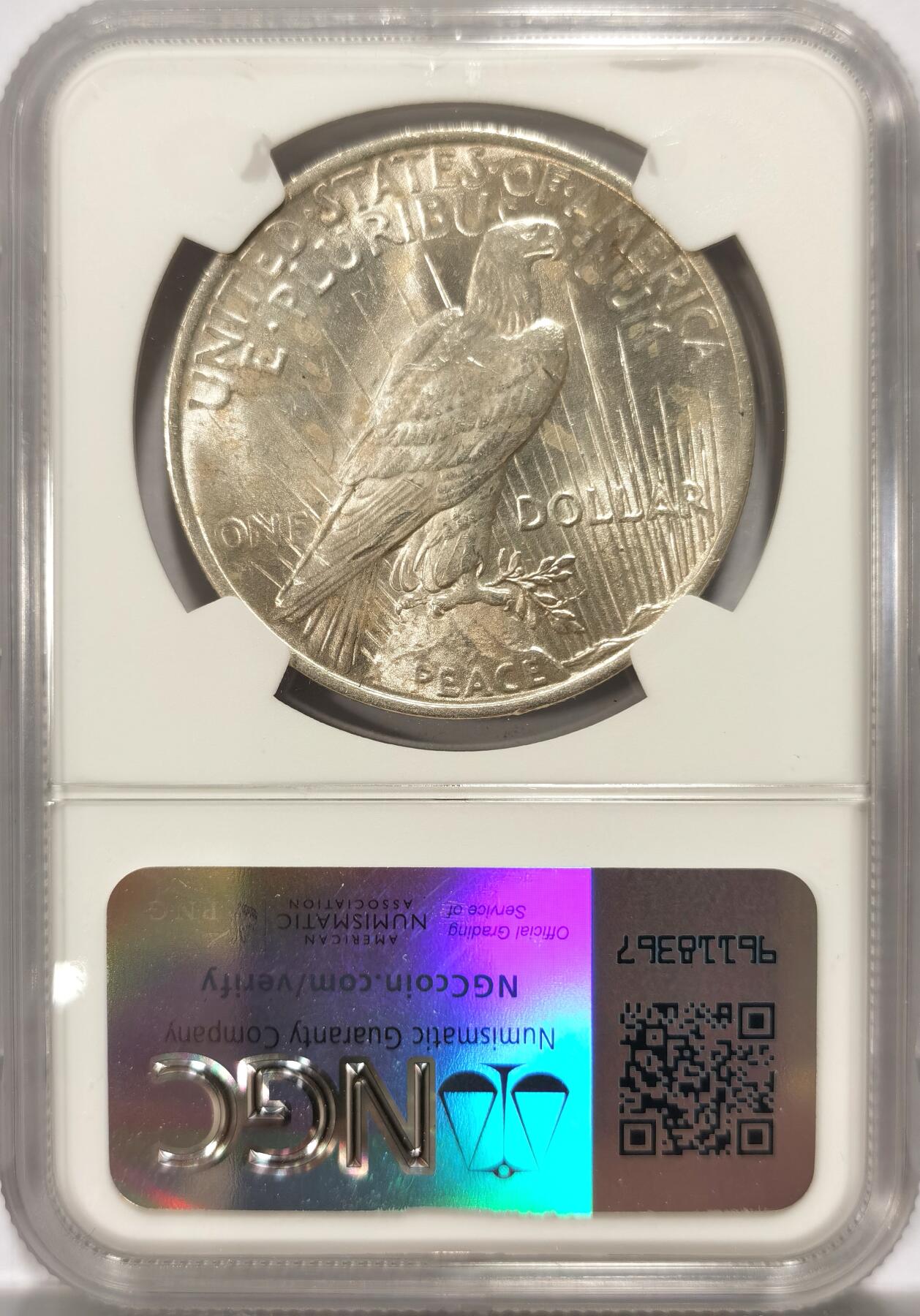 博洋堂世界钱币拍卖第104期（全场包邮） NGC MS62 美国1922年和平鸽1元银币