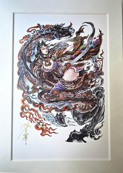 白泽拍卖卡牌手绘专场第10期（精品大拍） - 2024 启读文化 手绘复制画 邓婵玉 003/500 沈鑫亲签 尺寸21cm*30cm