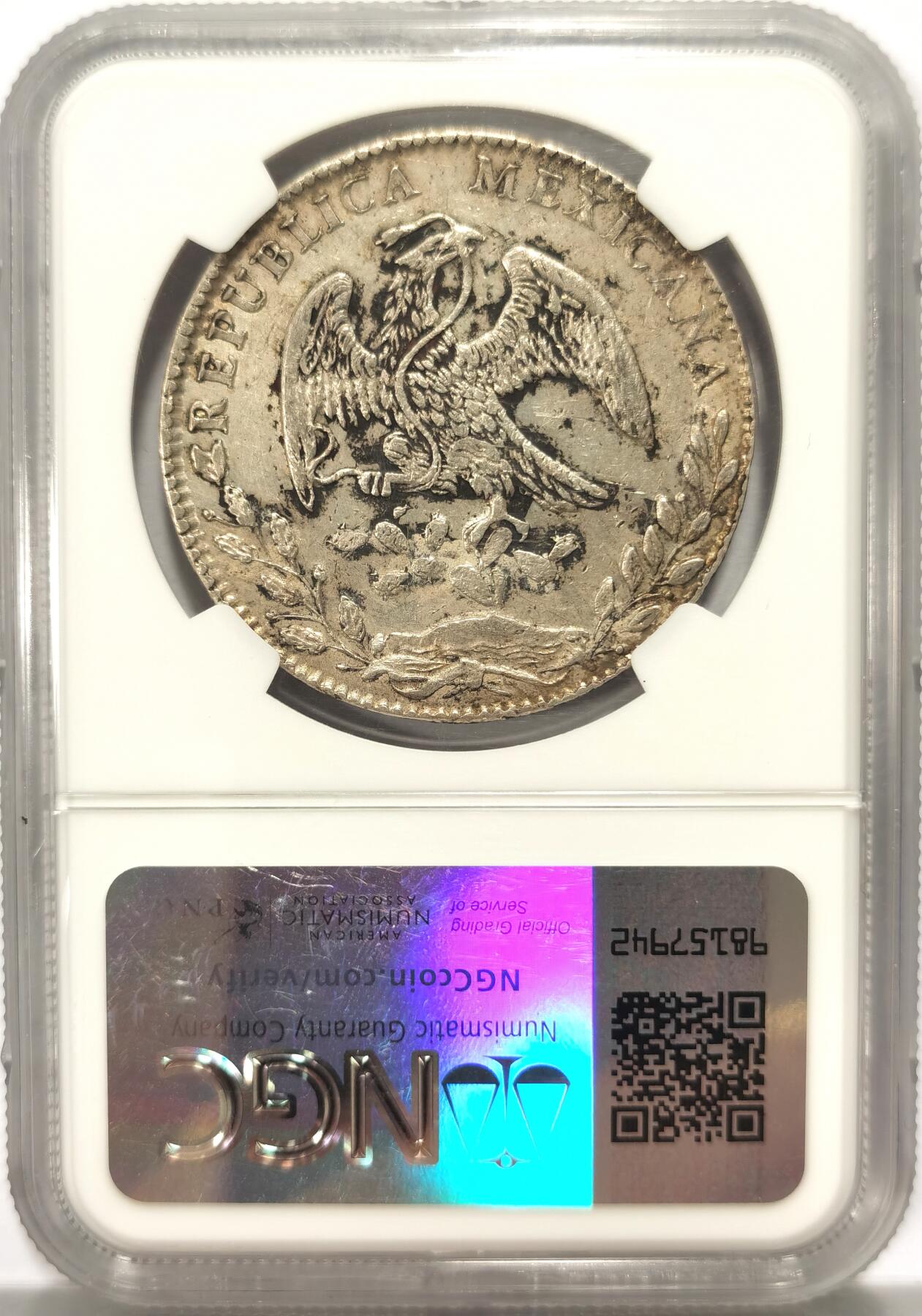 博洋堂世界钱币拍卖第104期（全场包邮） NGC AU 墨西哥1884年GO BR版花边鹰洋，原味“春”字墨印
