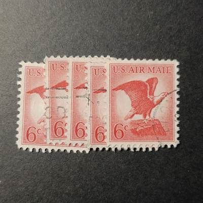 ↓君缘收藏311期☞钱币邮品↓无佣金、可寄存、满10元包邮  - 美国邮票，1963年航空票 白头雕雕刻版，有5枚随机发一枚
