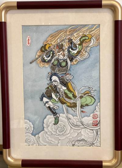白泽拍卖卡牌手绘专场第10期（精品大拍） - 2024 卢艺丰手绘画 齐天大圣 尺寸：画芯14.5cm*23.5cm，画框23cm*32cm 已装裱