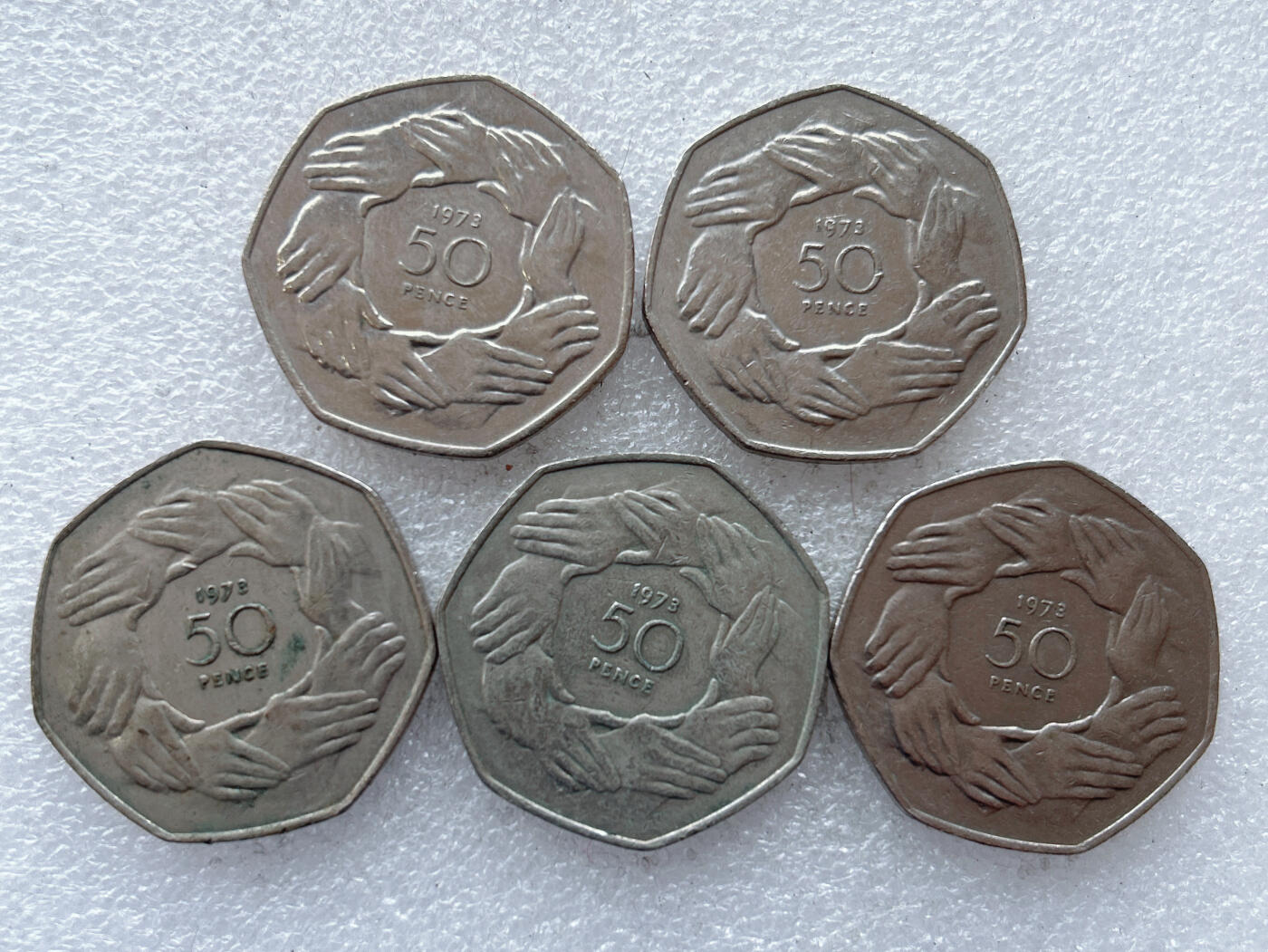 第一海外回流一元起拍收藏 散集专场. 第152期 1973年英国加入欧盟50分纪念币 5枚