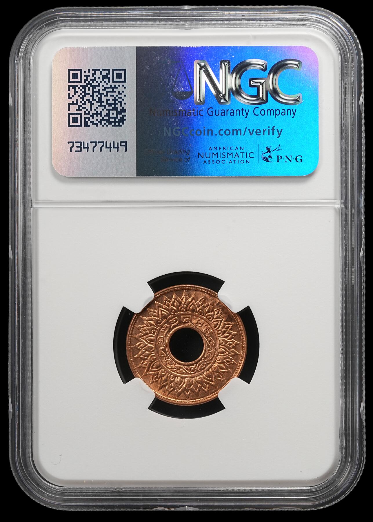 修遠堂世界钱币第五十一期 全场包邮 NGC MS66RD 1941年泰国1萨当铜币 高分满铜光 