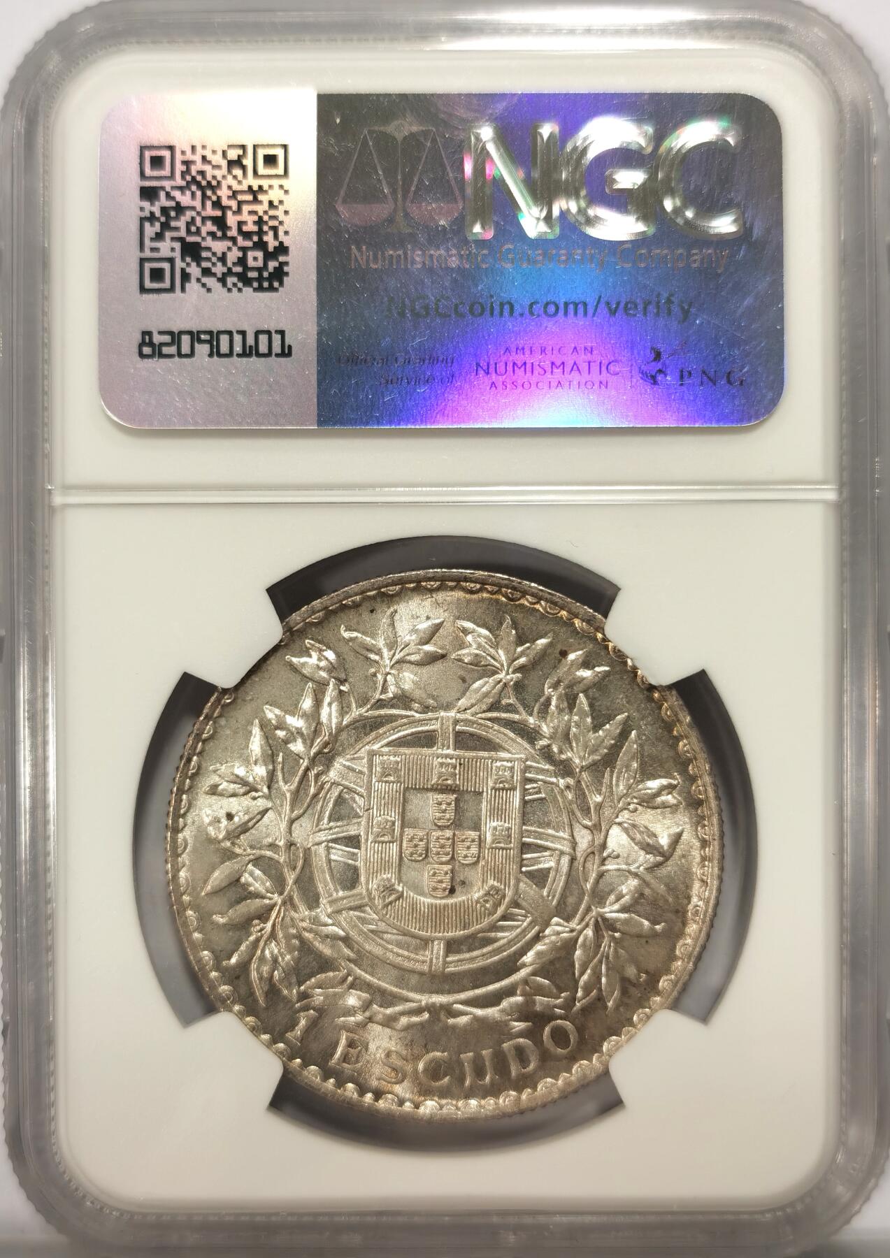 博洋堂世界钱币拍卖第104期（全场包邮） NGC MS64 葡萄牙1916年1埃斯库多大银 超高分亚军分