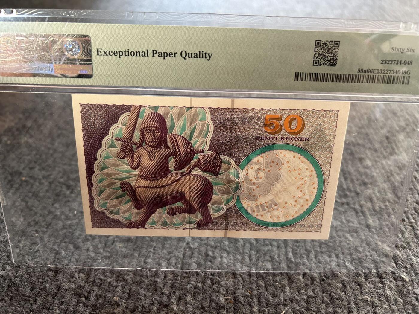 收藏联盟Quantum Auction 新纪元大拍 第400期拍卖 @征集拍品 长期供货可享分佣福利 1999年丹麦50克朗 A0首发 PMG66E