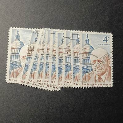 ↓君缘收藏311期☞钱币邮品↓无佣金、可寄存、满10元包邮  - 美国邮票，1962年 美国众议院发言人萨姆·雷伯恩 国会大厦雕刻版，有10枚随机发一枚