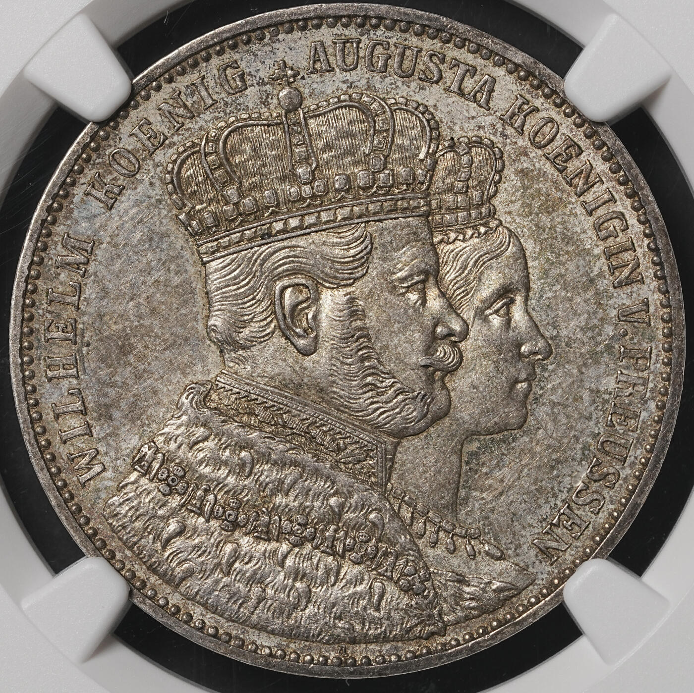 修遠堂世界钱币第五十一期 全场包邮 NGC MS61 1861年普鲁士威廉一世登基纪念1泰勒银币