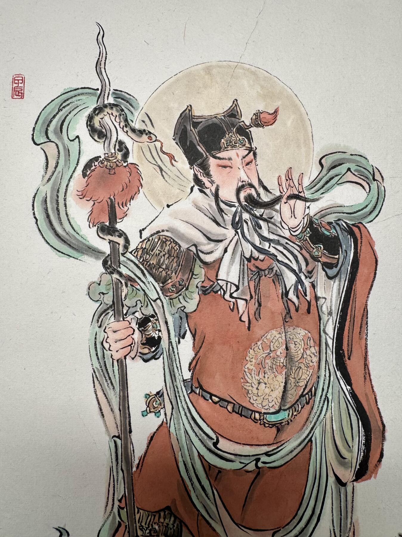 白泽拍卖卡牌手绘专场第10期（精品大拍） 2024 彫仙手绘画 乙巳太岁吴遂大将军 尺寸：23cm*34cm