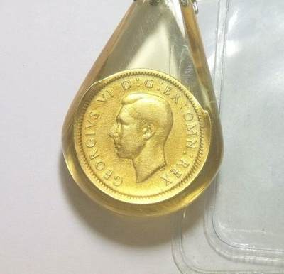 英国1944年银币 乔治六世高浮雕精制银币章吊坠 40×25MM - 英国1944年银币 乔治六世高浮雕精制银币章吊坠 40×25MM