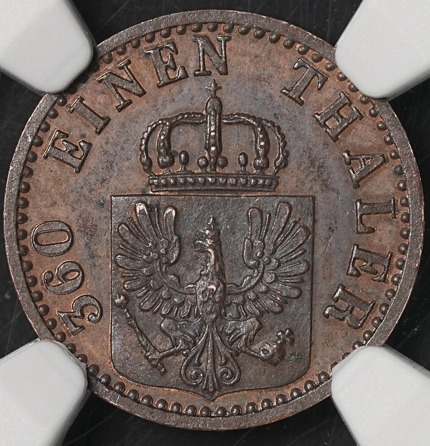 修遠堂世界钱币第五十一期 全场包邮 NGC MS63RB 1872年普鲁士1芬尼铜币