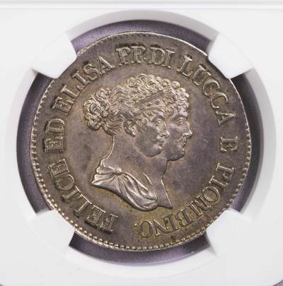NGC-AU58 1805意大利卢卡5法郎大银币 - NGC-AU58 1805意大利卢卡5法郎大银币