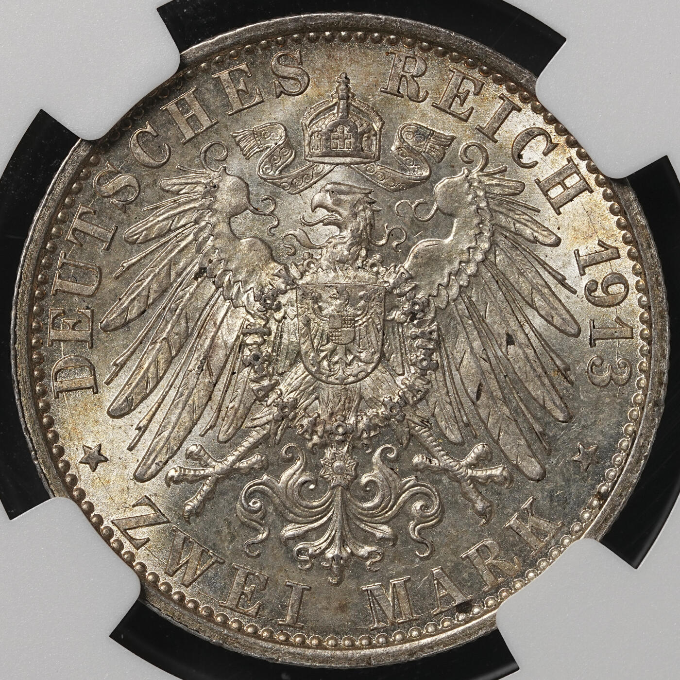修遠堂世界钱币第五十一期 全场包邮 NGC MS63 1913年普鲁士威廉二世登基25周年纪念2马克银币