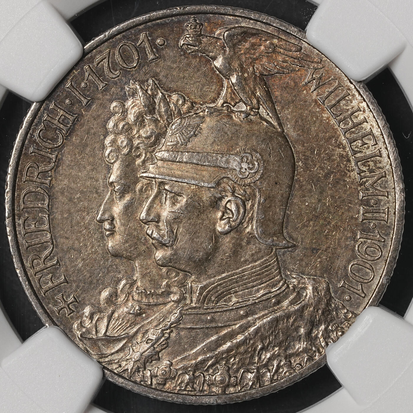 修遠堂世界钱币第五十一期 全场包邮 NGC MS62 1901年普鲁士建国200周年2马克银币