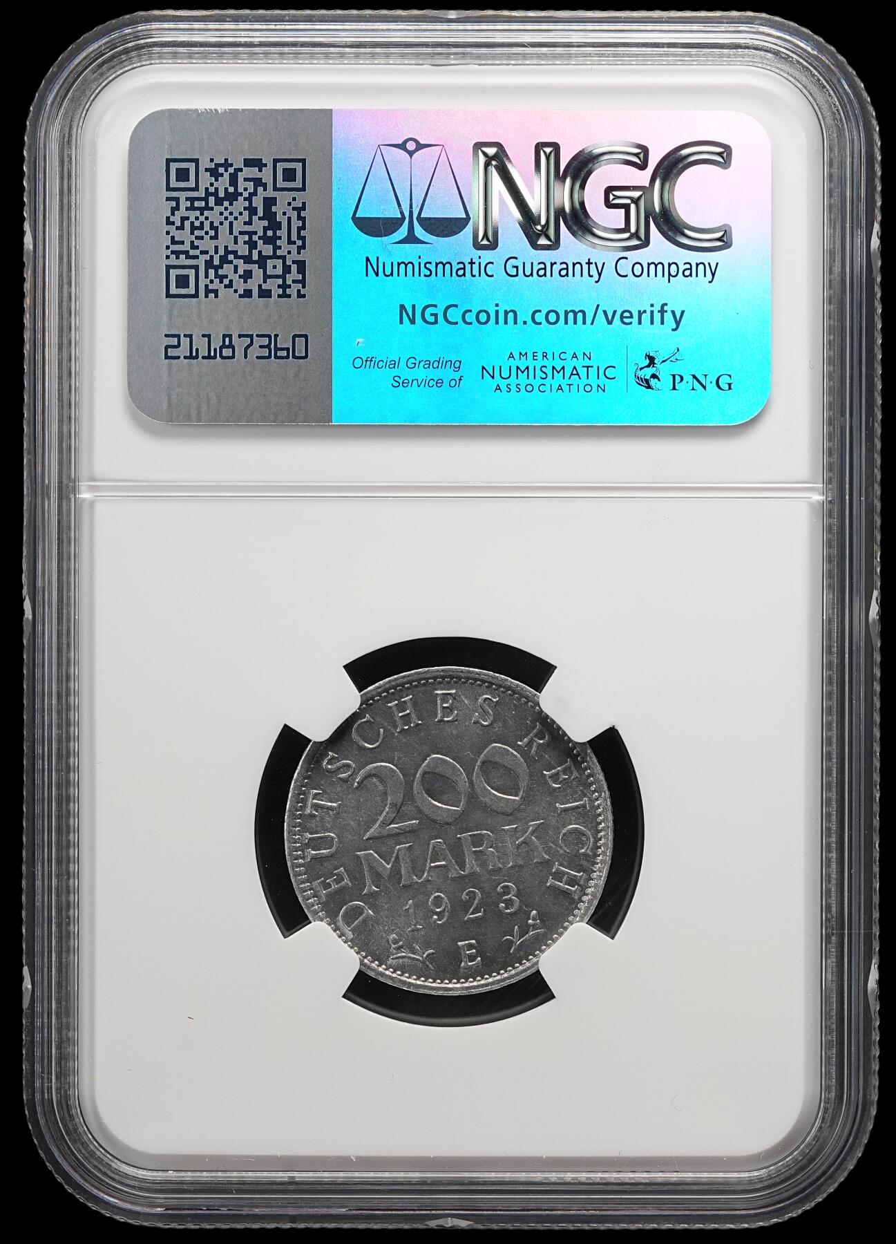 修遠堂世界钱币第五十一期 全场包邮 NGC MS64 1923年魏玛政府200马克 E厂铭 少见的厂铭