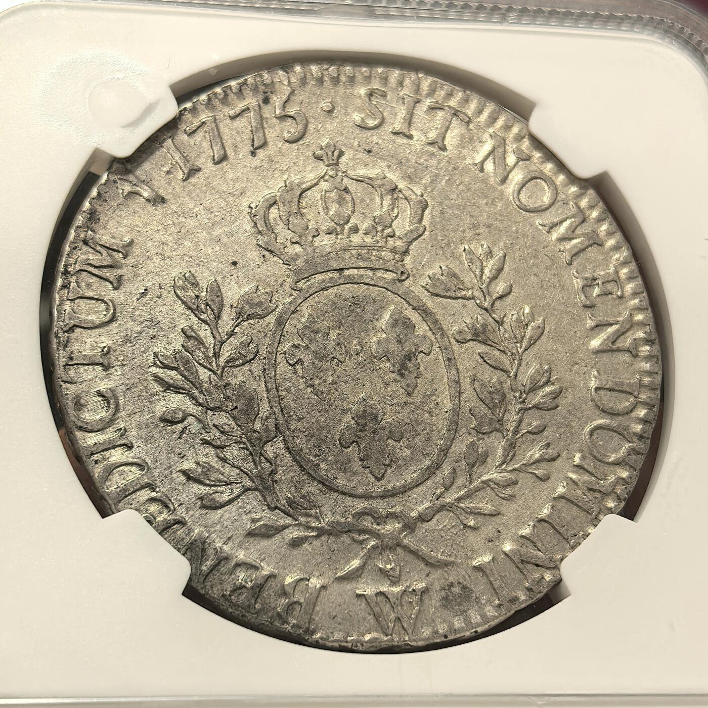 博洋堂世界钱币拍卖第104期（全场包邮） NGC AU50 法国1775年W厂路易十六埃居大银 底版银光闪闪 更高分只有八枚