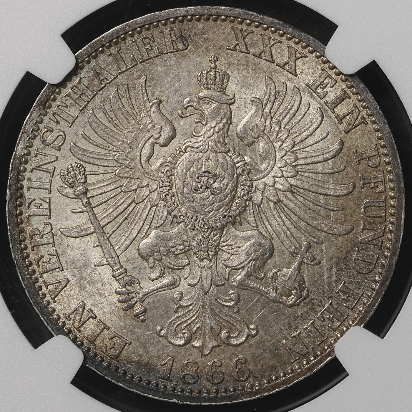 修遠堂世界钱币第五十一期 全场包邮 NGC MS63 1866年普鲁士-普奥战争胜利1泰勒银币
