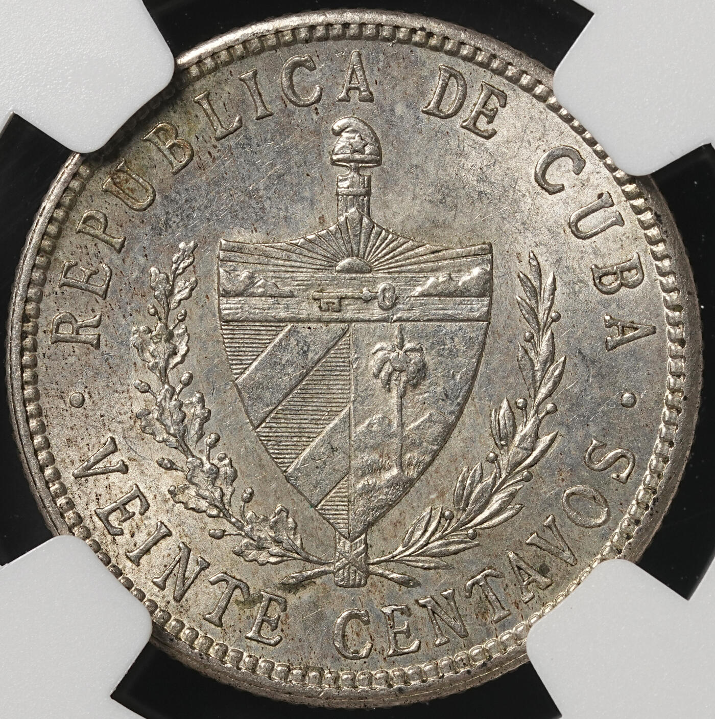 修遠堂世界钱币第五十一期 全场包邮 NGC MS62 1920年古巴20分银币
