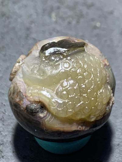 精美亚光原皮战国红玛瑙手工俏色巧雕火眼金睛三足金蟾钱币珠一个 - 精美亚光原皮战国红玛瑙手工俏色巧雕火眼金睛三足金蟾钱币珠一个